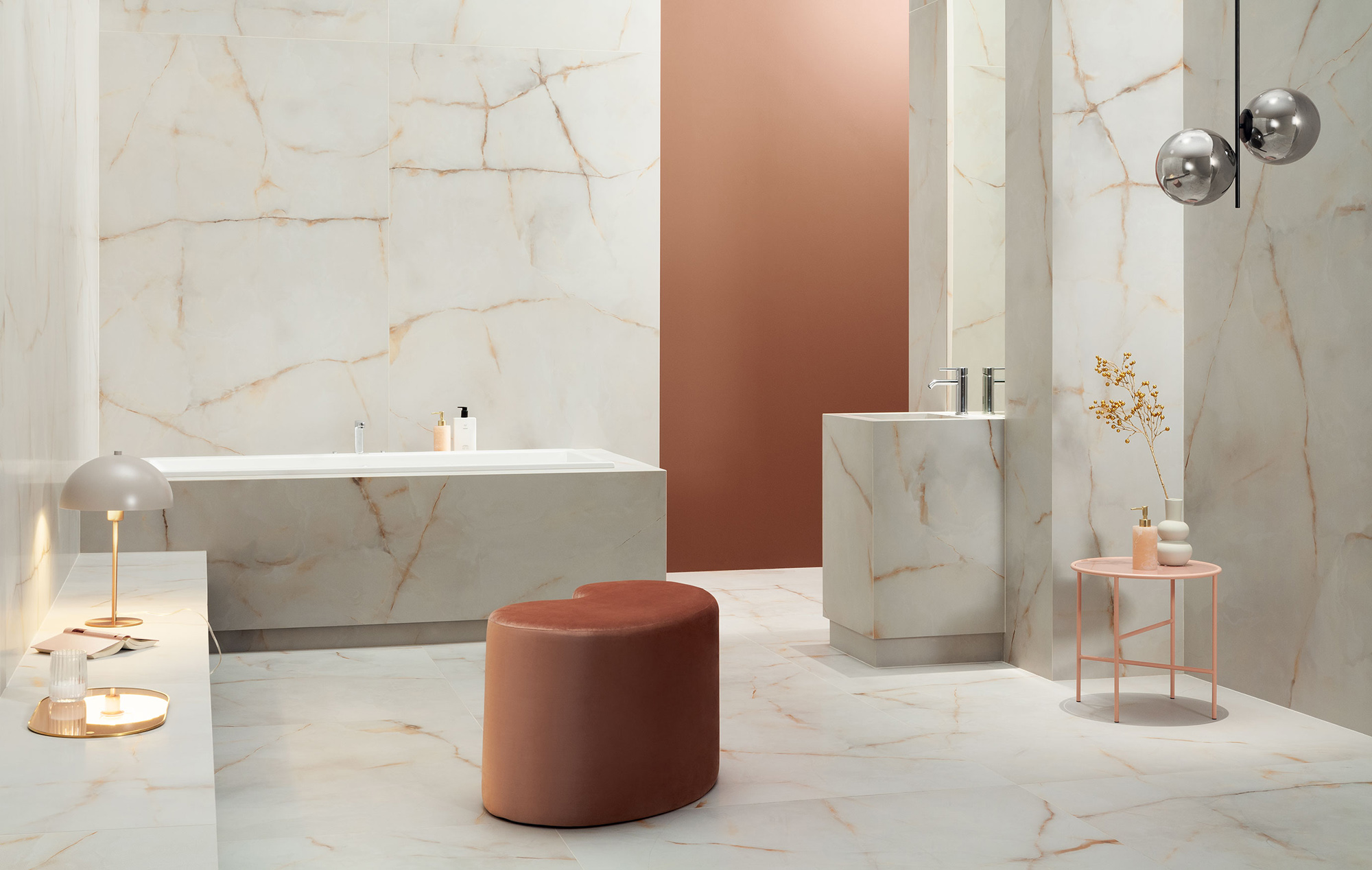 Porcelain Marble Bathroom Tiles- Ambra Bianca